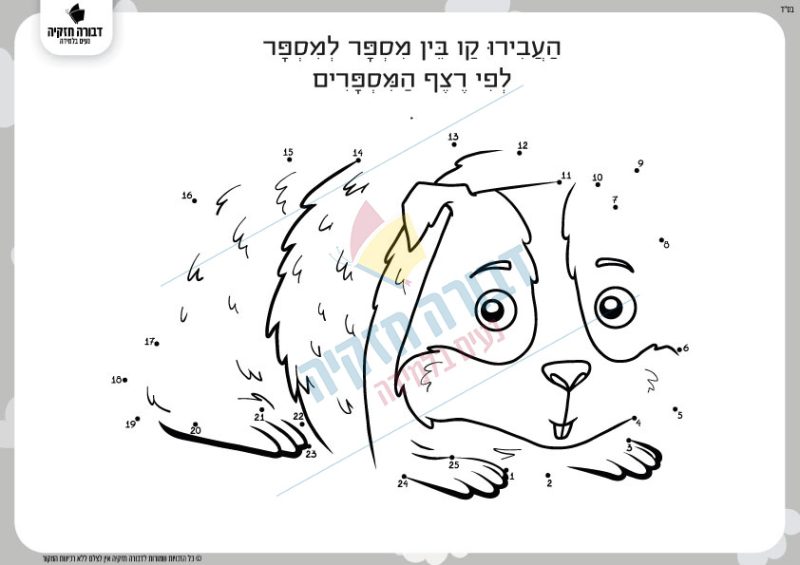 דף תרגול ברצף מספרים- חיה