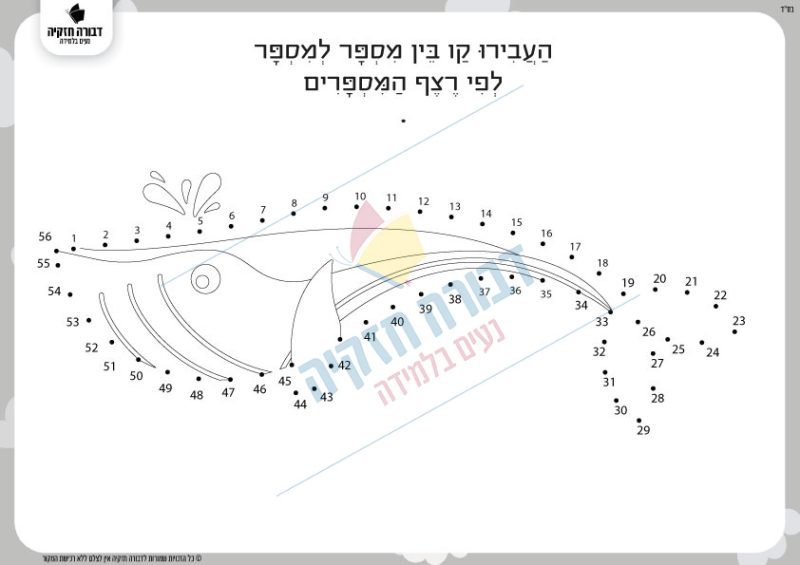 דף תרגול ברצף מספרים- כריש
