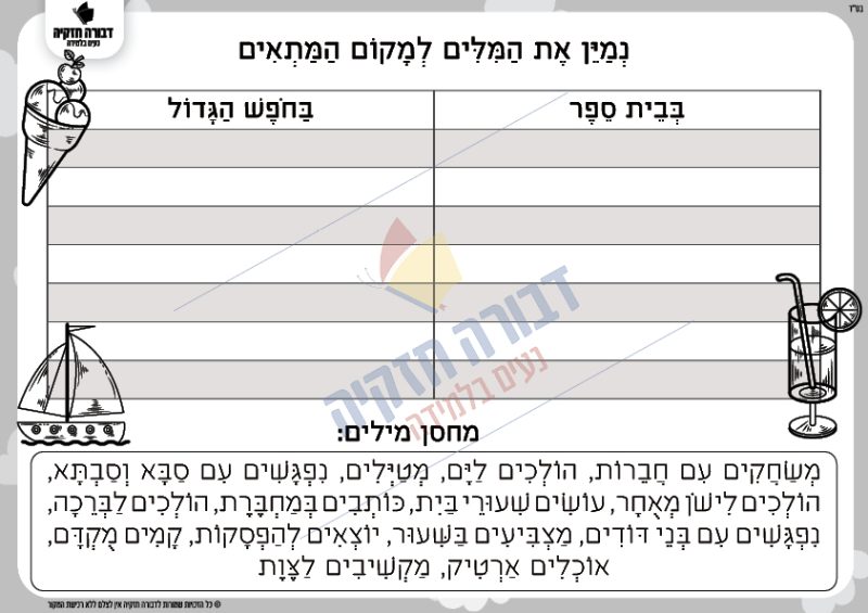 מה מתאים לחופש ומה לבית הספר?