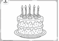 דף לצביעה עוגת יום הולדת