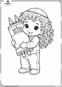 דף צביעה תינוק מחבק ספר תורה